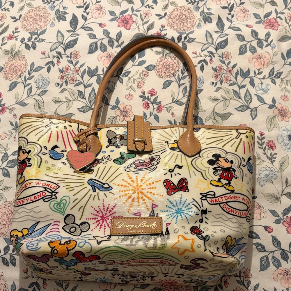 Dooney & Bourke Cream Disney Tote with Colorful Accents